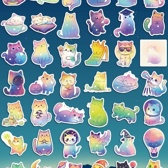 100 pc Cute Colorful Cat Sticker Set - Picture 3 of 4